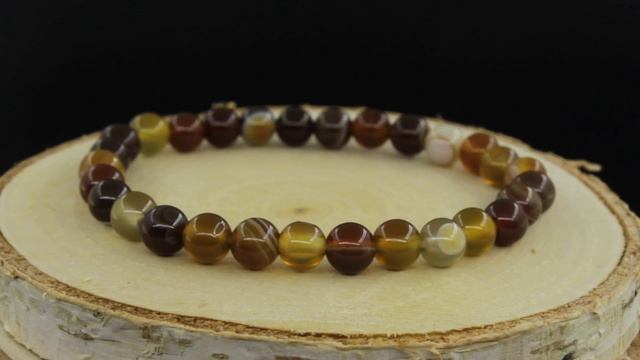 Агат бежево-коричневый браслет "Классика" смотреть онлайн