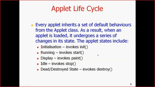 applets in java , param tag , life cycle of an applet, application vs. applet смотреть онлайн