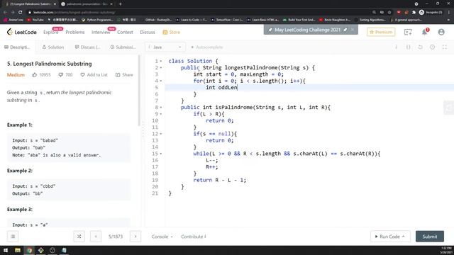 LeetCode 5 | Longest Palindromic Substring | Two Pointers | Java смотреть онлайн