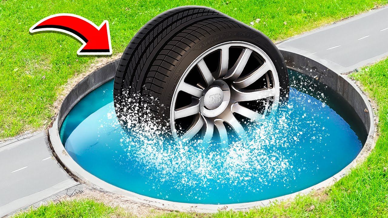 ПРОЕХАЛ ГЛУБОКУЮ ЯМУ С ВОДОЙ НА ГИГНАТСКОМ КОЛЕСЕ БУГАТТИ ВЕЙРОН ГТА 5 МОДЫ МУРКА смотреть онлайн