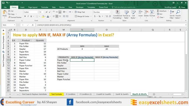 How to apply {Array Formulas} Ctrl+Shift+Enter MIN IF, MAX IF in Excel? ( Urdu / Hindi ) смотреть онлайн