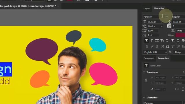 twitter post design - Learn online foreign language | Photoshop cc смотреть онлайн