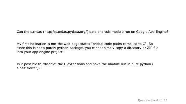 Pandas : Can Pandas run on Google App Engine for Python? смотреть онлайн