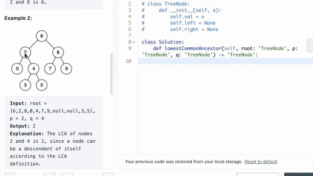 LEETCODE 235 LOWEST COMMON ANCESTOR OF A BINARY SEARCH TREE PYTHON смотреть онлайн