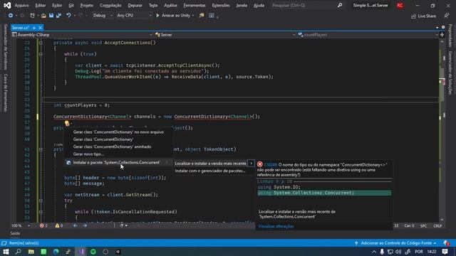 Servidor TCP Unity Thread Safe смотреть онлайн