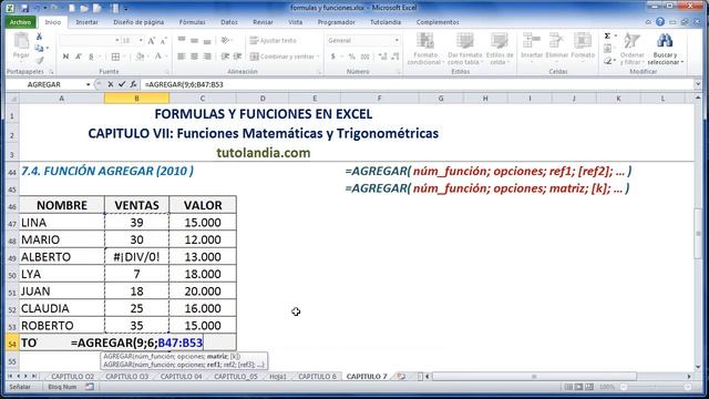 7.4 Función Agregar: Fórmulas y Funciones en Excel смотреть онлайн