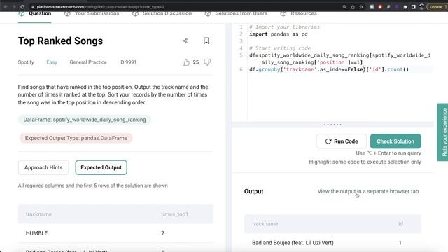 SPOTIFY Interview Question Explained - Python Data Science | "Top Ranked Songs" | EDS смотреть онлайн