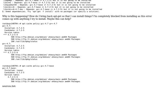Debian Wheezy, apt-get have unmet dependencies смотреть онлайн