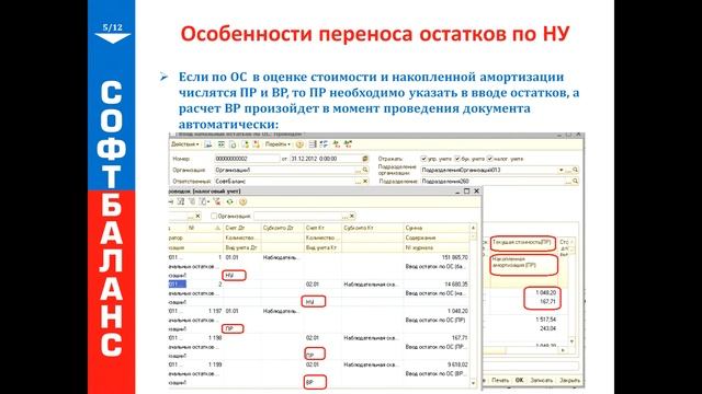 Особенности переноса остатков по основным средствам в 1С