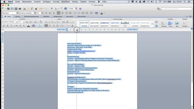 Lebenslauf Schreiben Muster - MacBook (Word) Tutorial