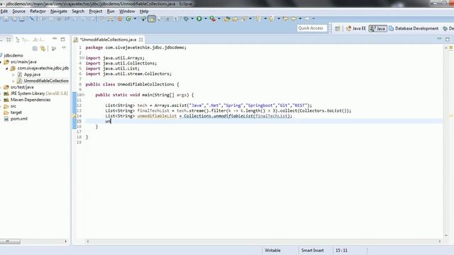Unmodifiable collections in Java смотреть онлайн
