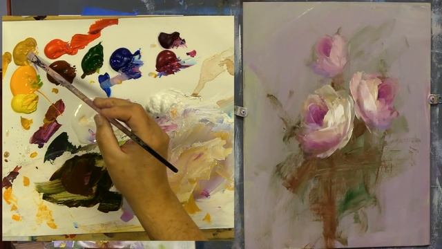 How to paint roses and flower blossoms- Practicing flowers смотреть онлайн
