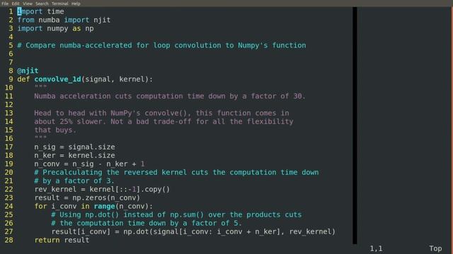 Implement 1D convolution, part 2: Comparison with NumPy convolution() смотреть онлайн