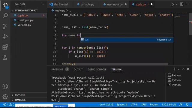 6) Tuple, Set and Dictionary in Python смотреть онлайн