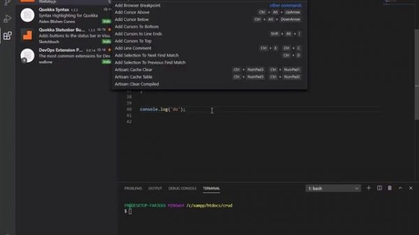 Run javascript code into terminal of visual studio code