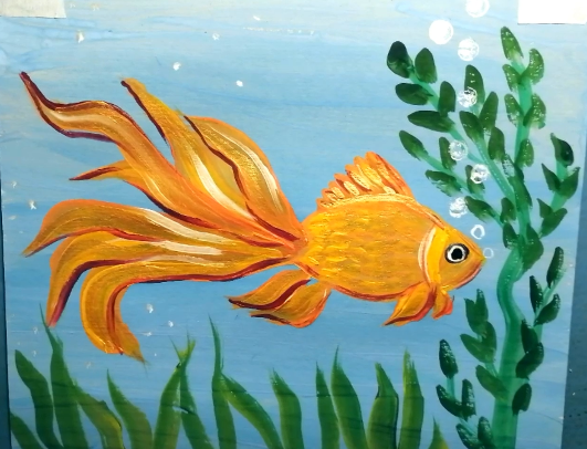 Как нарисовать золотую рыбку. смотреть онлайн