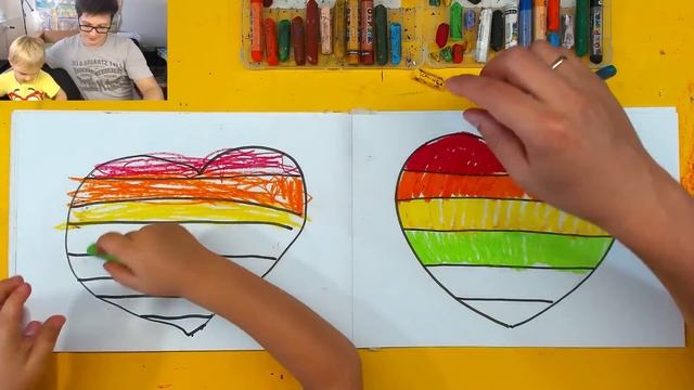 Рисуем СЕРДЕЧКО с ПАВЛИКОМ цветными мелками смотреть онлайн