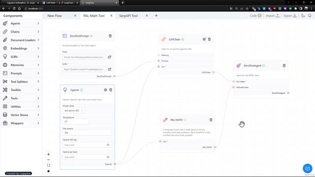 LangFlow - PAL-Math, SerpAPI Tool смотреть онлайн