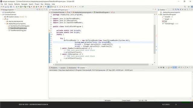 Java Program - Static Block with variable initialization - Area of a parallelogram смотреть онлайн