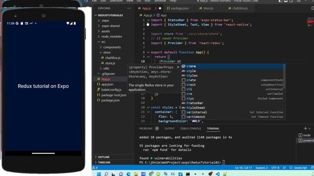 Redux store tutorial on Expo & React Native Bare environment, смотреть онлайн