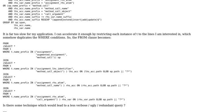 Databases: accelerating a SQL quadruple self-join with a complex alternation in the WHERE clause смотреть онлайн