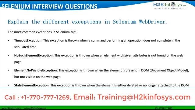 Explain The Different Exceptions In Selenium Web-driver | Selenium Interview Questions | H2k infosy смотреть онлайн