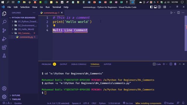 Python | Python Comments | Part 04 | Mohammad Bablu YT | 2022 смотреть онлайн