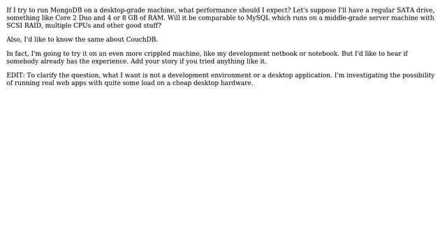 DevOps & SysAdmins: MongoDB (or CouchDB) on a desktop machine? смотреть онлайн