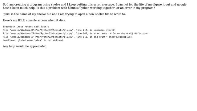 Python - NameError: global name 'plus' is not defined смотреть онлайн