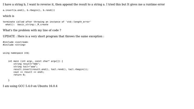 string::insert produces a runtime error смотреть онлайн