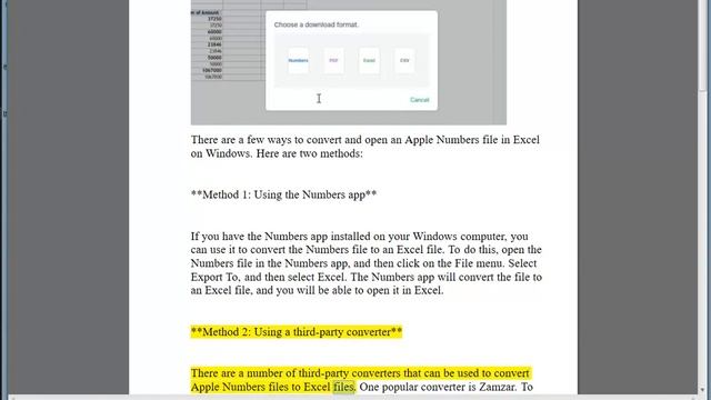 Convert And Open Apple Numbers File In Excel On Windows PC