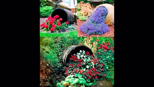 клумбы из бочек. flowerbeds of barrels смотреть онлайн