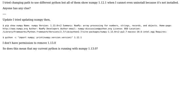 Downgrading numpy 1.12.1 to 1.10.1 смотреть онлайн