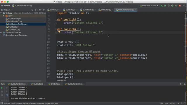 PYTHON 3 TKINTER - GUI BUTTON ONCLICK смотреть онлайн
