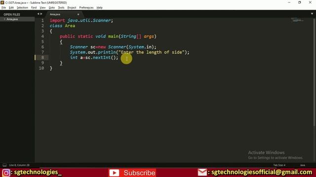 A Java Program to find Area of square "java coding tutorial for beginners Part-23" in हिंदी смотреть онлайн