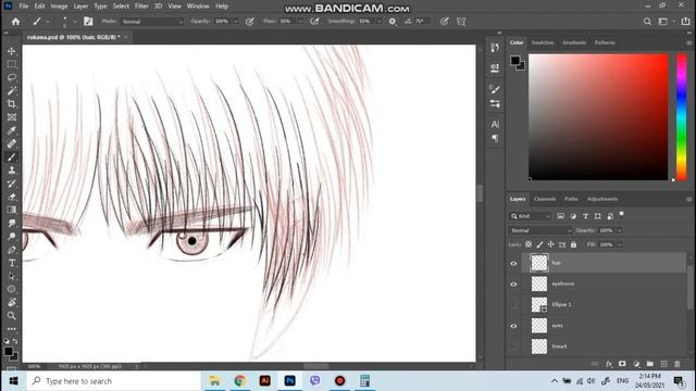 Kaede Rukawa from Slam Dunk | Anime Digital Art Photoshop Timelapse смотреть онлайн