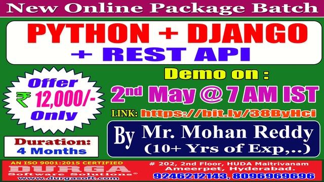 PYTHON + DJANGO + REST API Online Training @ DURGASOFT смотреть онлайн