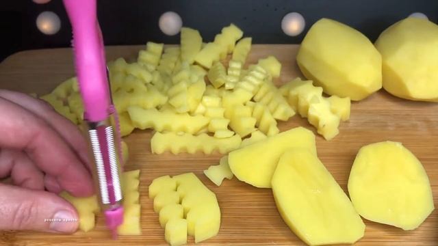Жареная картошка | рифленая картошка | пробую свой новый нож | Рецепты просто смотреть онлайн