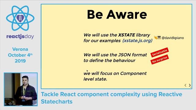 FARZAD YOUSEFZADEH - Tackle React component complexity using Reactive Statecharts - Reactjsday 2019 смотреть онлайн