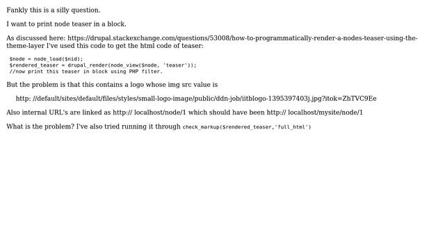 Drupal: Broken URL on node teaser code смотреть онлайн