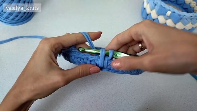 Красивый узор крючком "Диагональ" | корзинка из трикотажной пряжи с деревянным донышком. Рукоделие смотреть онлайн