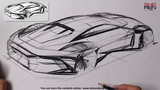 How to sketch a car. Car design sketch смотреть онлайн