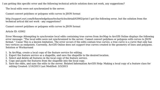 GIS: Cannot Convert Polylines to Polygons with Curves to JSON смотреть онлайн
