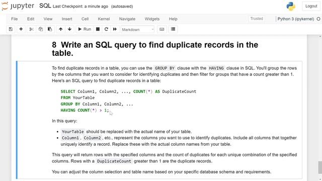 SQL Interview Question and Answers | Find Duplicate Records in Table | Group By and Having Clause смотреть онлайн