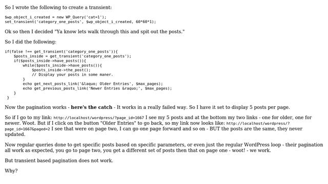 Wordpress: Transient pagination not working properly смотреть онлайн