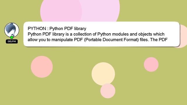 PYTHON : Python PDF library смотреть онлайн