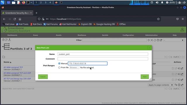 how to configure port list for scan in openvas tool in kali linux смотреть онлайн