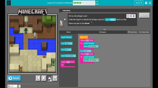 Code.org Course E Lesson 10 Functions in Minecraft - Express Course Lesson 20 Answers смотреть онлайн