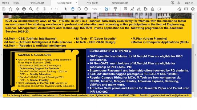 IGDTUW | Masters & PhD Admission Notice | 2022 смотреть онлайн