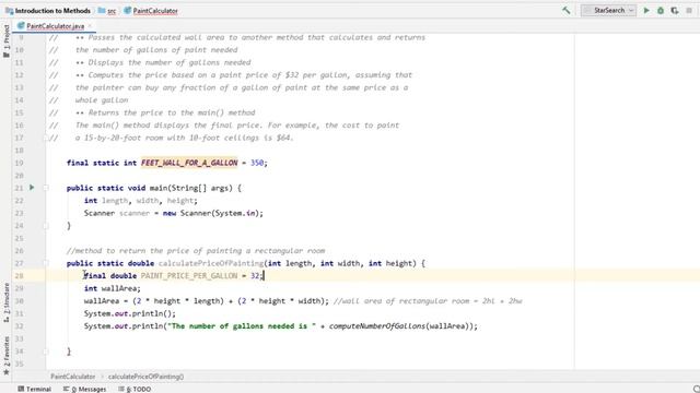 Returning Values from a Method to main( ) | Room Paint Calculator смотреть онлайн